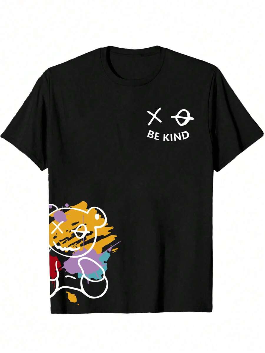 Plus Size Women's Brown Short Sleeve Round Neck T Shirt With Cute Sexy Printed Pattern Casual Fashion Comfortable Home Wear Summer Top