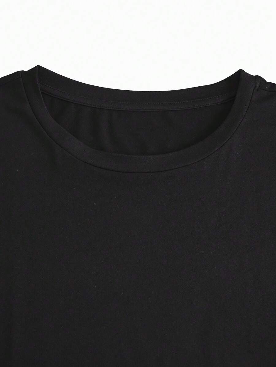 Plus Size Women's Brown Short Sleeve Round Neck T Shirt With Cute Sexy Printed Pattern Casual Fashion Comfortable Home Wear Summer Top