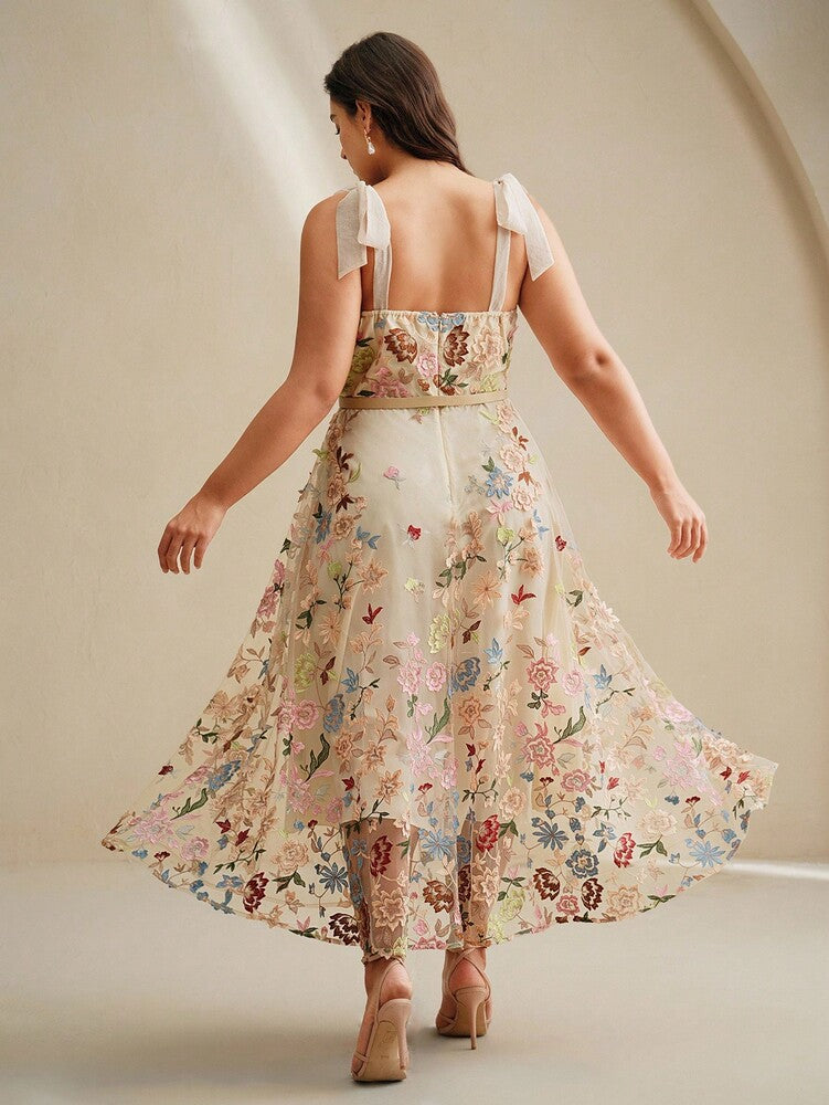 Plus Size Women's Luxury Embroidered Evening Dress High End Elegant Formal Gown Special Occasion Party Wedding Guest Outfit New Arrival
