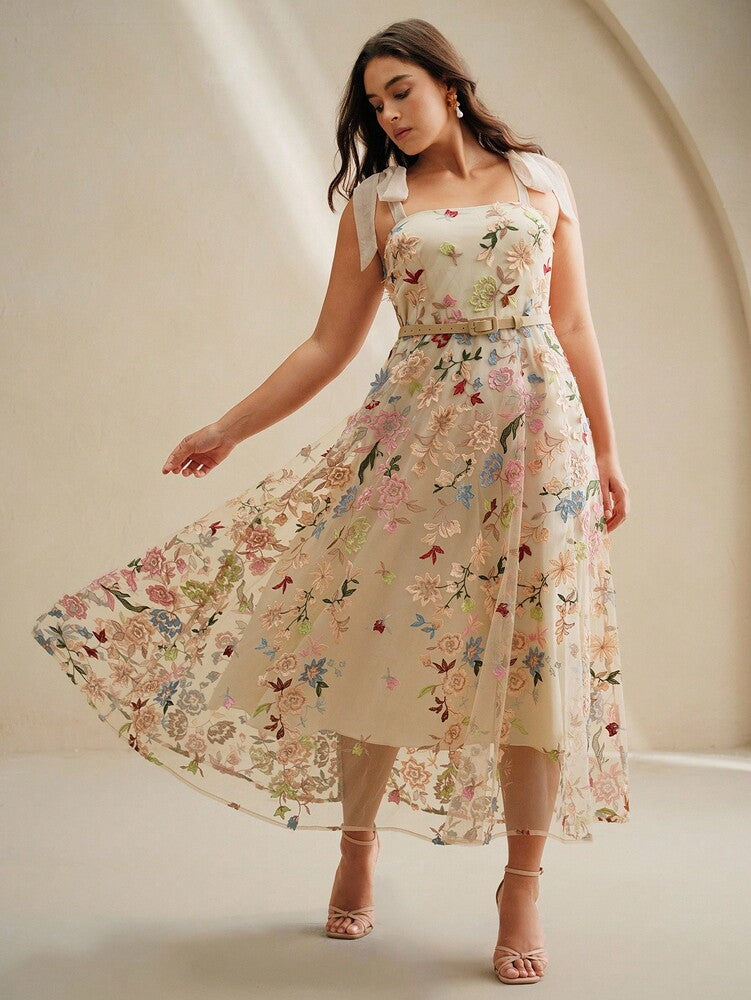 Plus Size Women's Luxury Embroidered Evening Dress High End Elegant Formal Gown Special Occasion Party Wedding Guest Outfit New Arrival