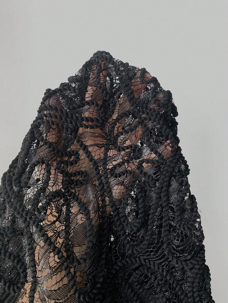 Plus Size Women's Contrast Lace Sleeveless Dress Pleated Hem Elegant Waist Casual Summer Evening Party Wear Clothing Vacation Style